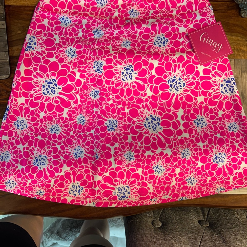 BRAND NEW designer Gingy Pink A-Line Mini Skirt Casual Resort Wear